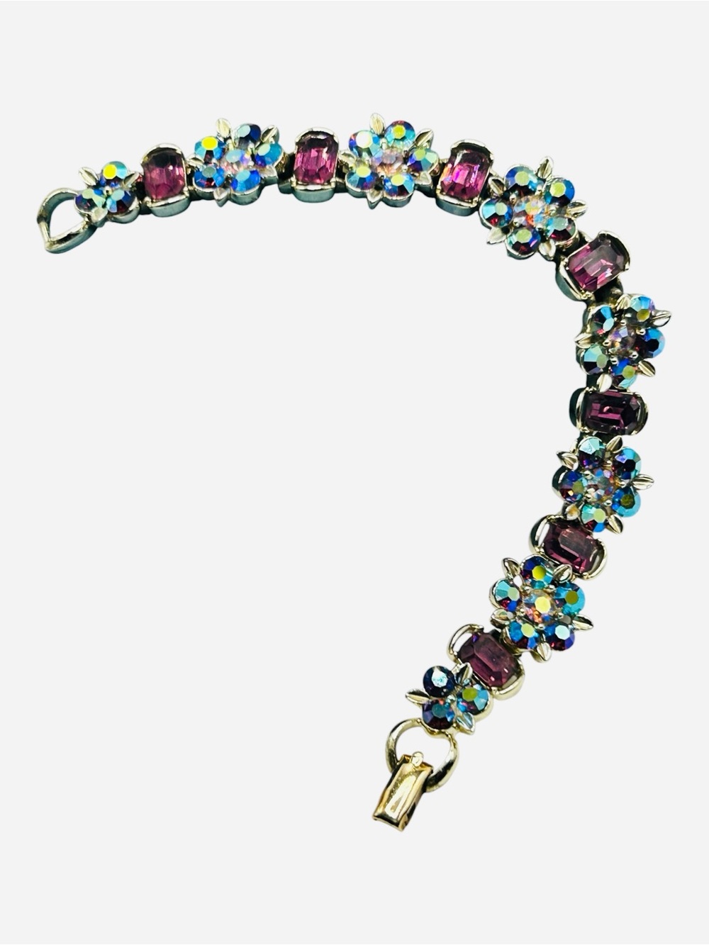 Vintage Lisner Purple and AB Rhinestone Bracelet